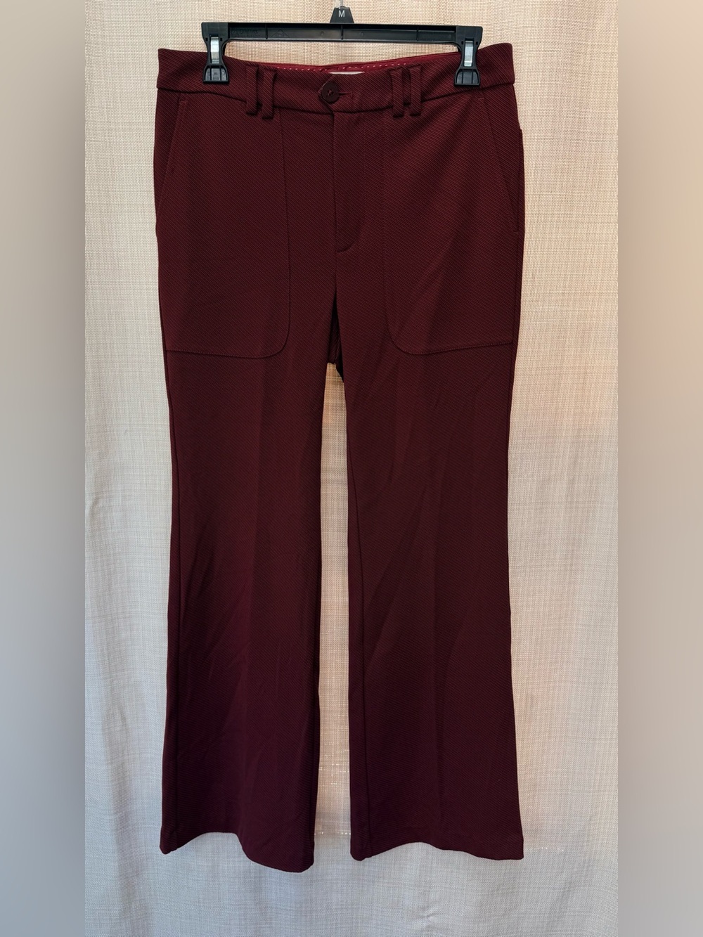 Anthropologie Essential Trouser Pants Womens 6 Burgundy Pinstripe Bootcut Work